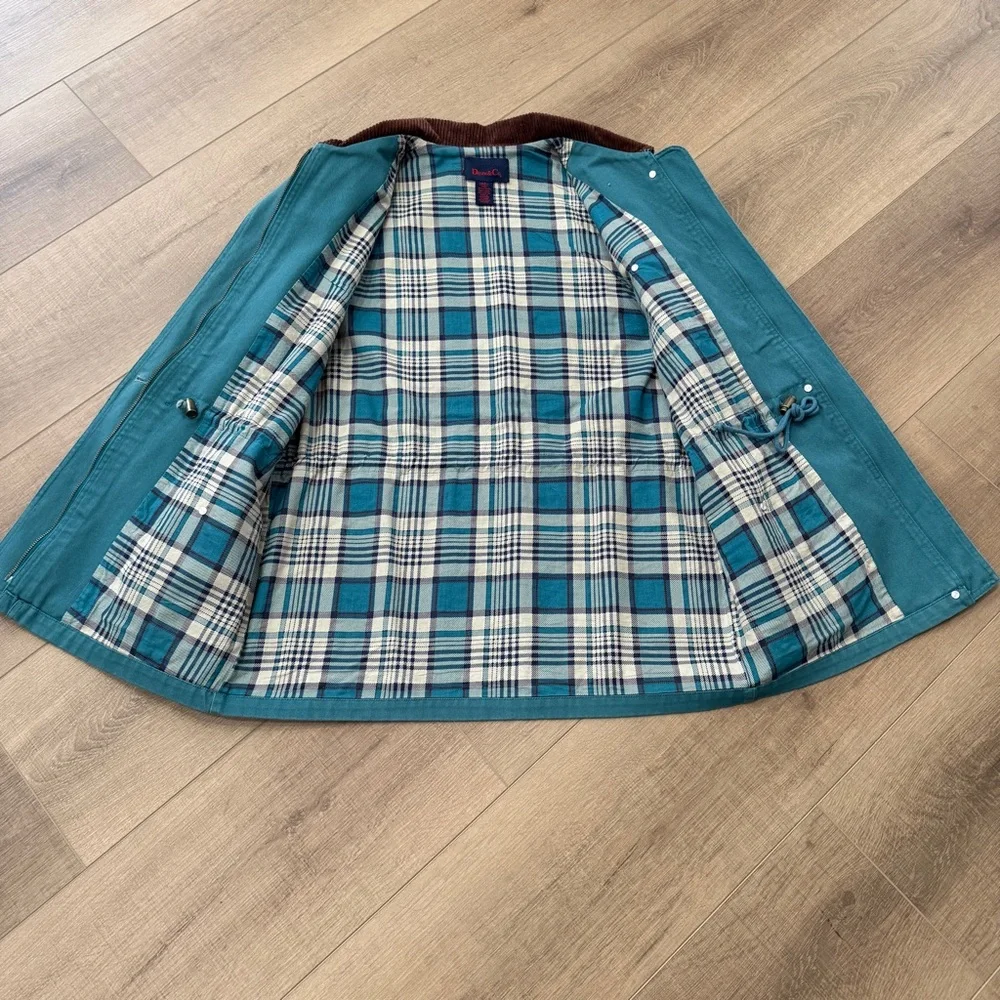 Vintage Denim Co Jacket Chore Barn Coat Adult S Flannel Lined Corduroy 90s Green - Picture 5 of 14